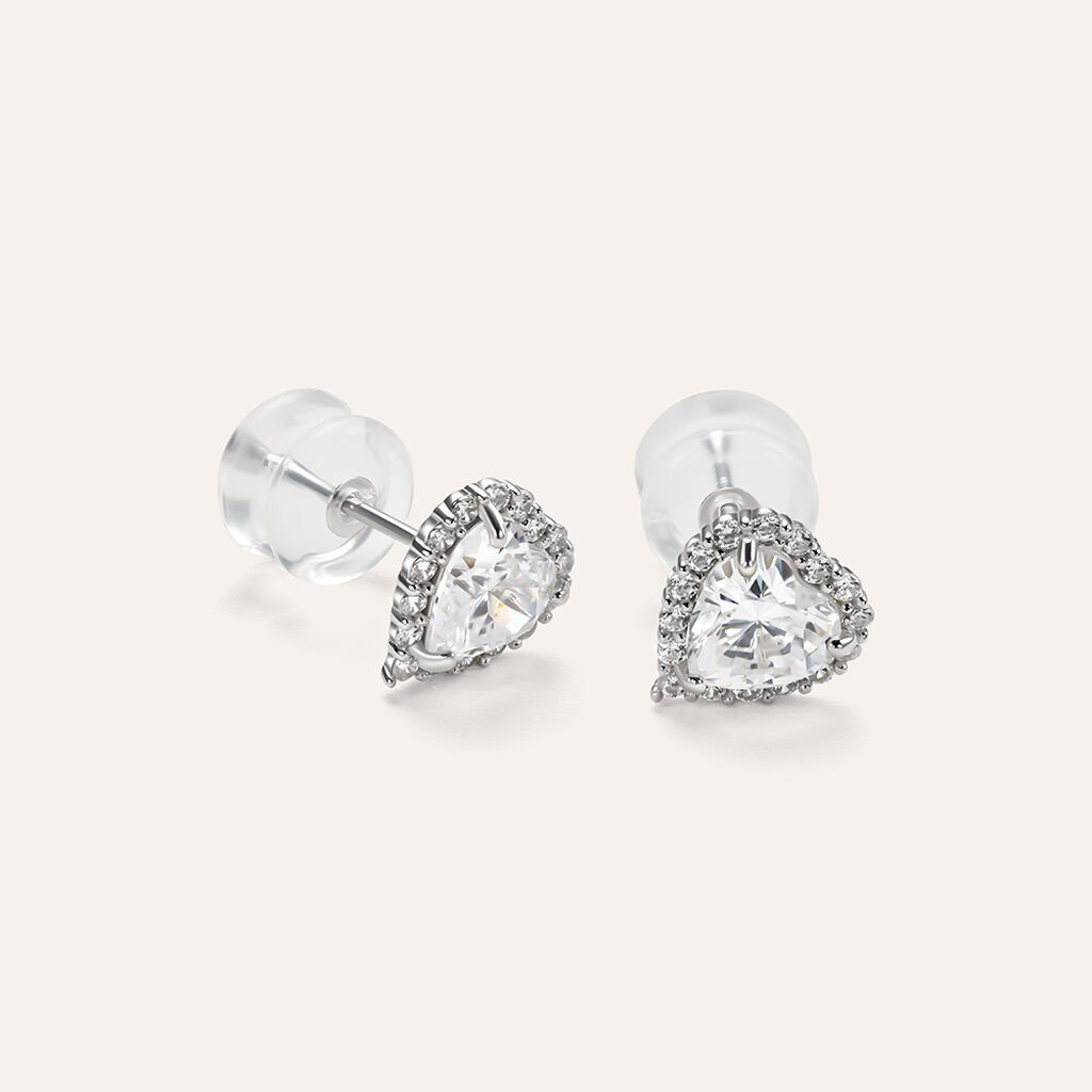 Orecchini Lobo Punto Luce Claire Oro Bianco Cubic Zirconia - Orecchini a Lobo Donna | Stroili