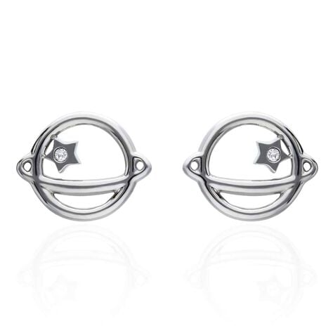 Orecchini a lobo Lady Chic Acciaio Saturno e Cristalli - Orecchini a Lobo Donna | Stroili