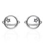 Orecchini a lobo Lady Chic Acciaio Saturno e Cristalli