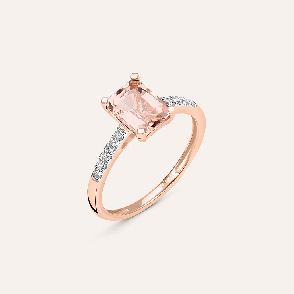 Anello Solitario Jasmine Oro Rosa Morganite Diamante