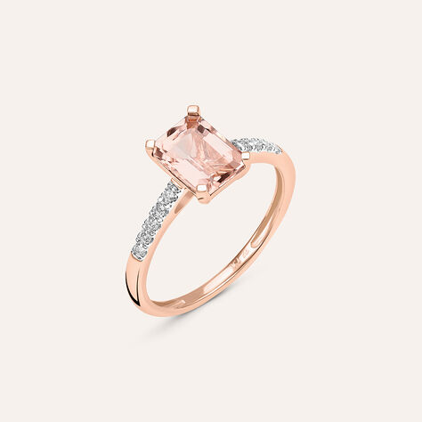 Anello Solitario Jasmine Oro Rosa Morganite Diamante - Anelli con Pietre Donna | Stroili