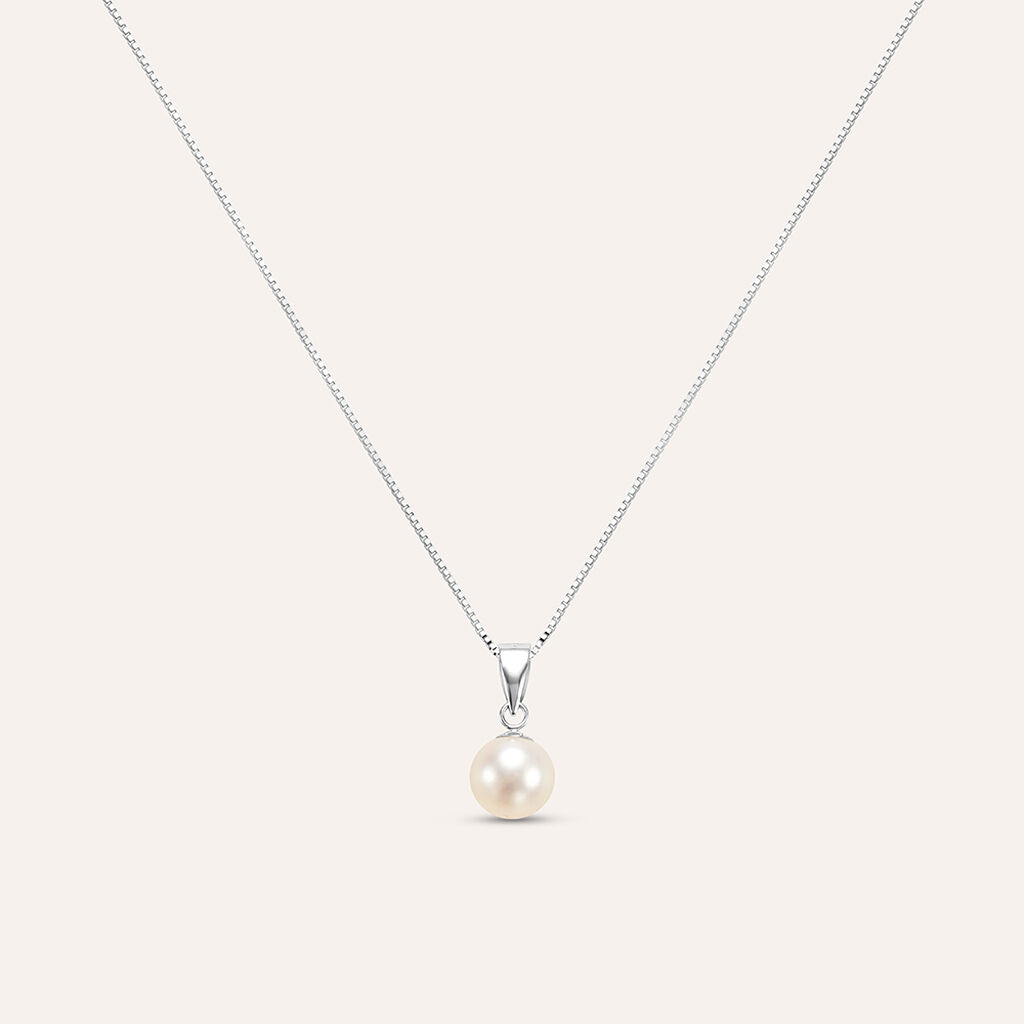 Collana Gabrielle Oro Bianco Perla D'Acqua Dolce