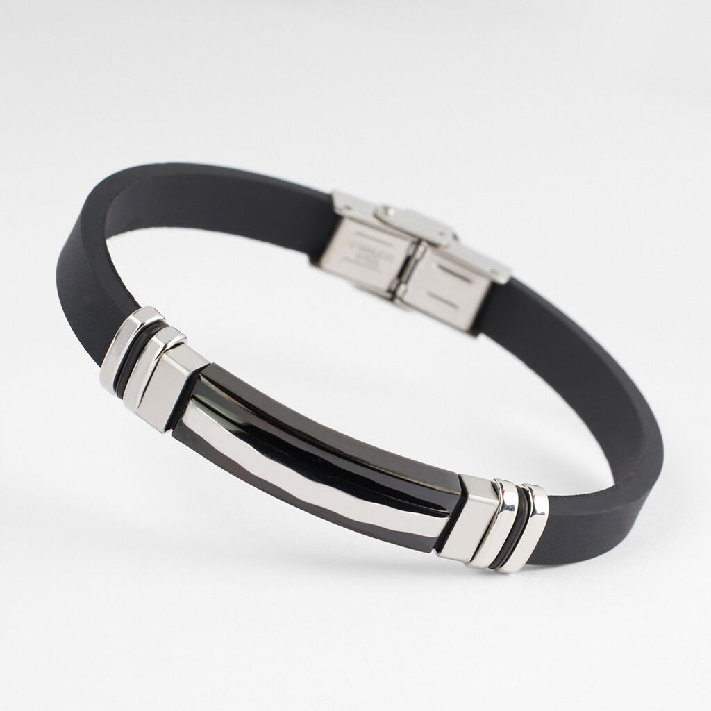 Bracciale Man Code Acciaio Bicolore Bianco / Nero