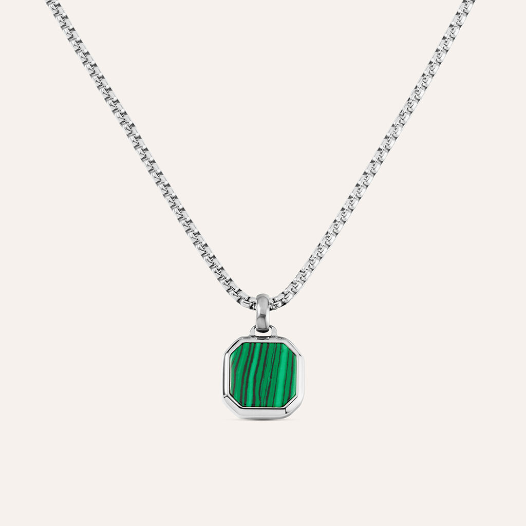Collana Man Code Acciaio Malachite