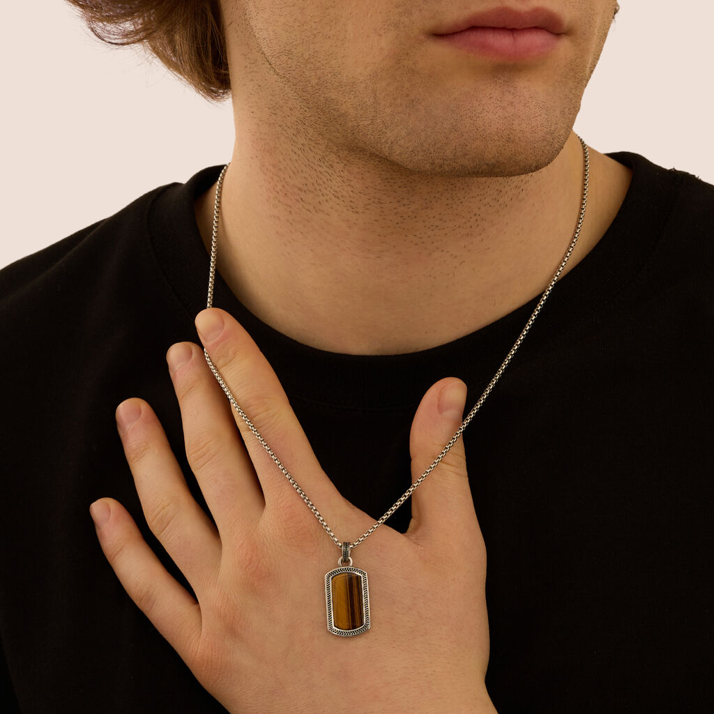 Collana Man Code Acciaio Occhio di tigre