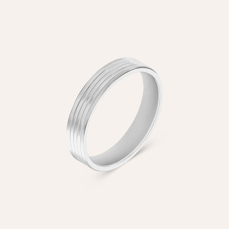 Fede Classica Lavorata 4 mm Oro Bianco - Anelli con Incisione Uomo | Stroili