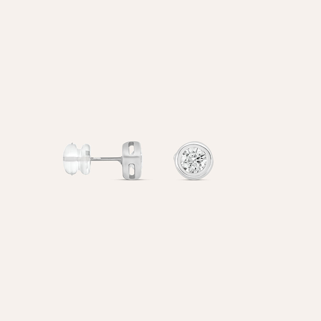 Orecchini Lobo Punto Luce Claire Oro Bianco Cubic Zirconia - Orecchini a Lobo Donna | Stroili