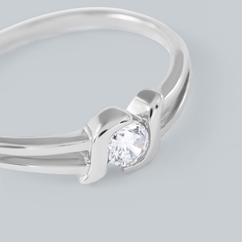 Anello Solitario Silver Elegance Argento Rodiato Cubic Zirconia - Anelli con Pietre Donna | Stroili