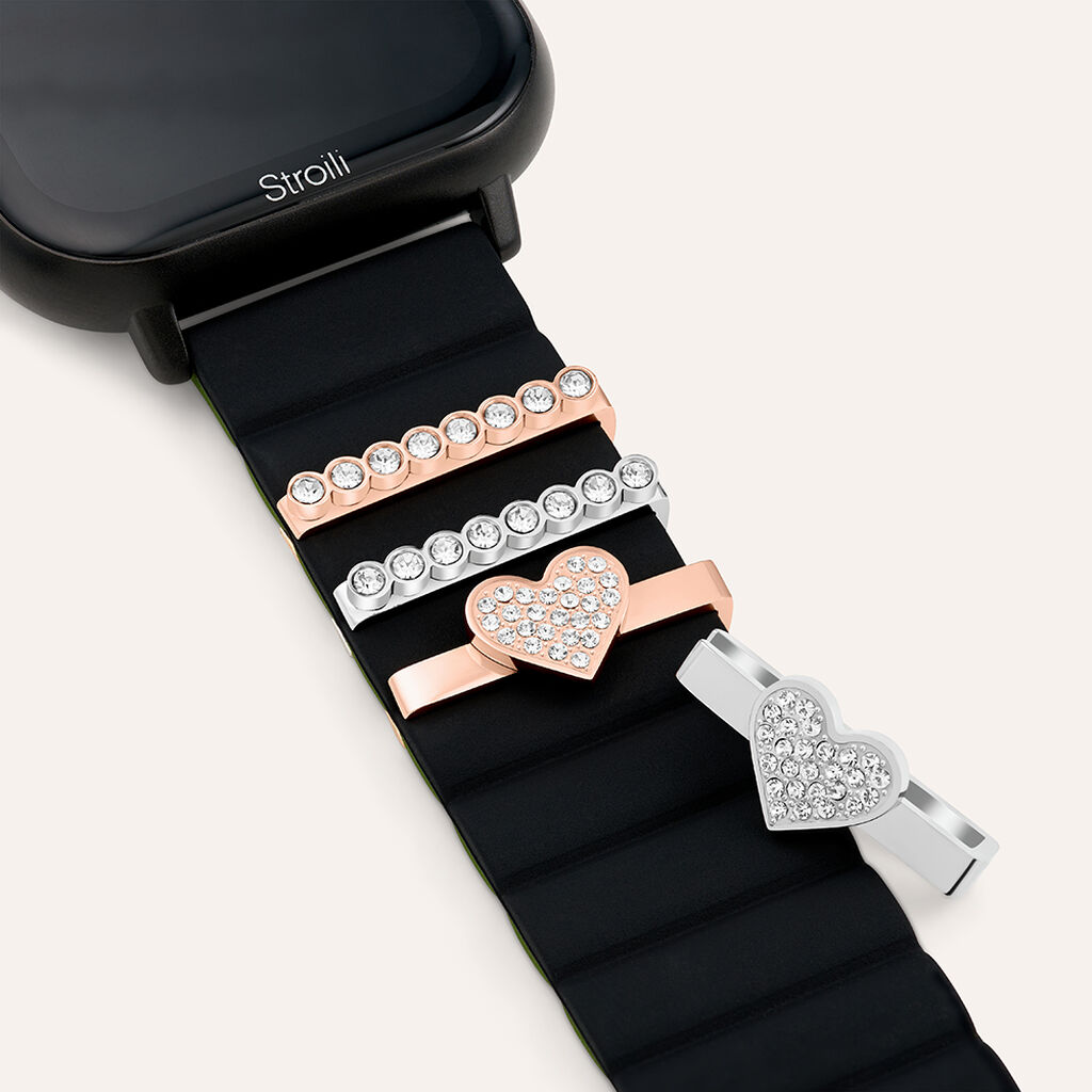 Charm in Acciaio con Cristalli Bianchi Compatibile con Stroili Smartwatch Square