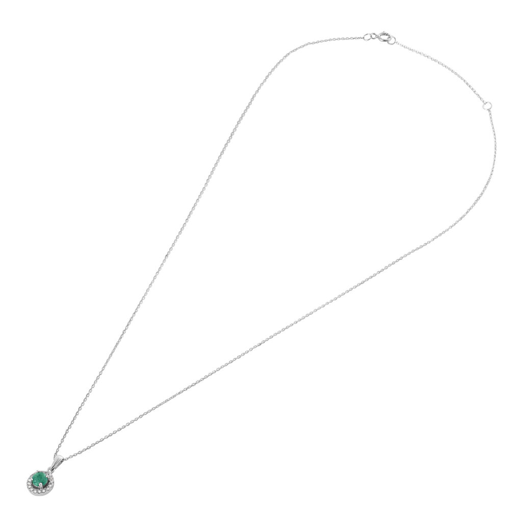 Collana Punto Luce Charlotte Oro Bianco Smeraldo Diamante - Collane Punto Luce Donna | Stroili