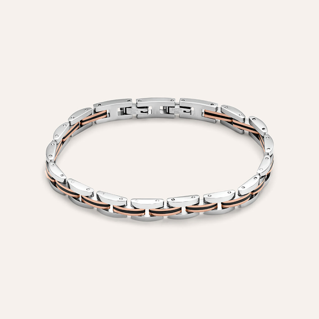 Bracciale Man Code Acciaio Tricolore Bianco / Rosa / Nero