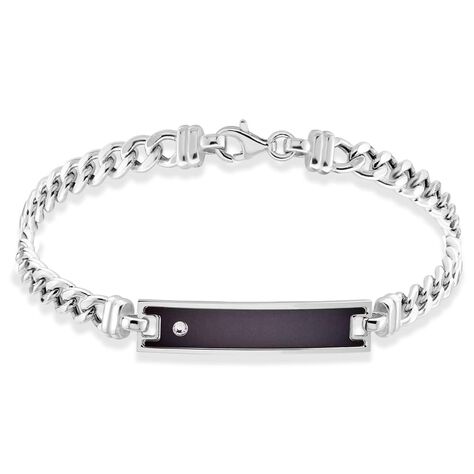 Bracciale Con Targhetta Gentleman Argento Rodiato Cubic Zirconia - Bracciali con Incisione Uomo | Stroili