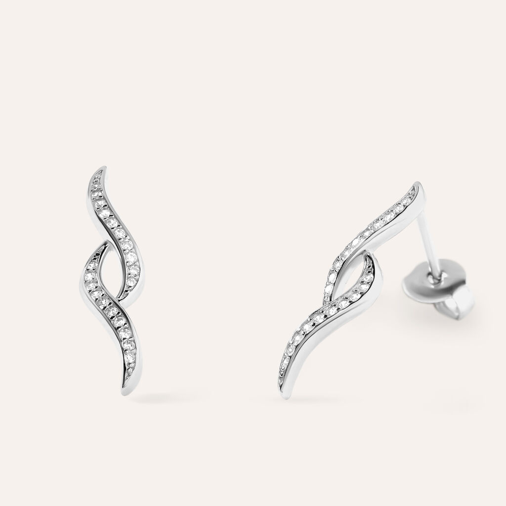 Orecchini Lobo Silver Shine Argento Rodiato Cubic Zirconia