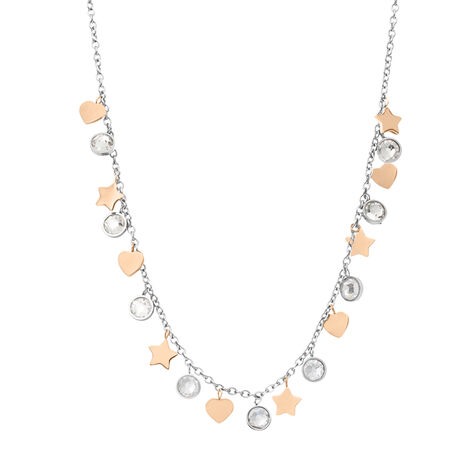 Collana Lady Chic Acciaio Bicolore Bianco / Rosa Cristallo - Collane Choker Donna | Stroili