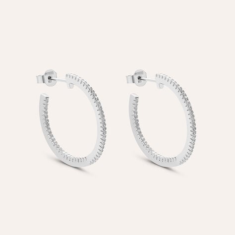 Orecchini A Cerchio Silver Elegance Argento Rodiato Cubic Zirconia - Orecchini a Cerchio Donna | Stroili