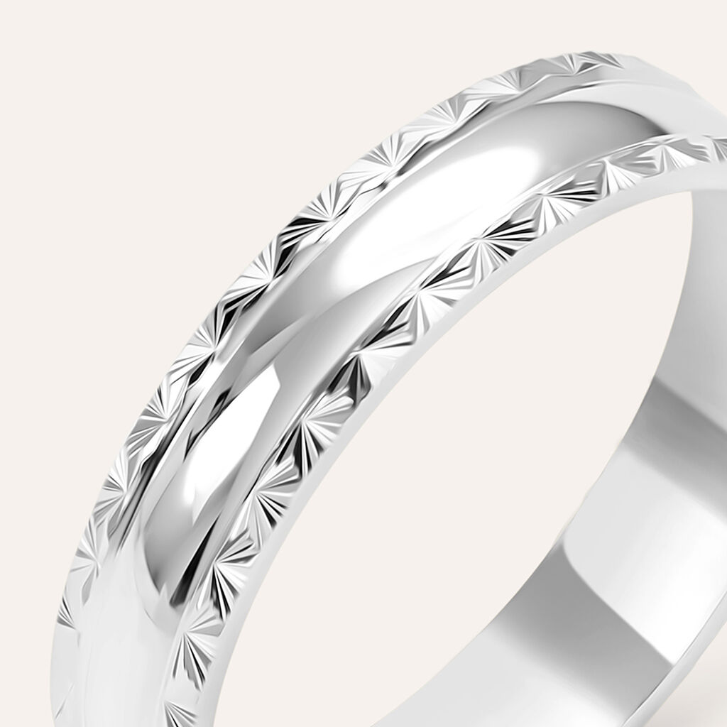 Fede Classica Diamantata 4 mm Oro Bianco - Anelli con Incisione Donna | Stroili