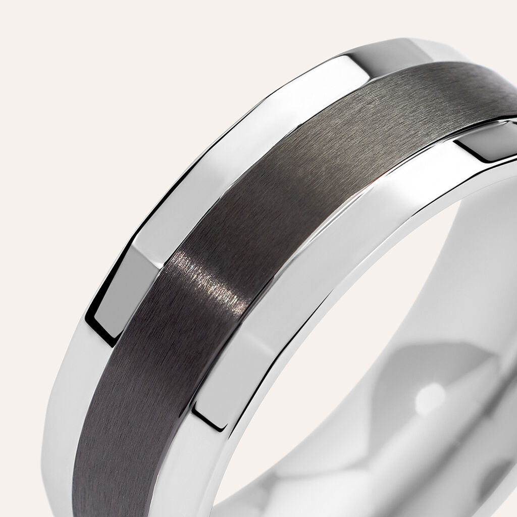 Anello Fascia Man Code Acciaio Bicolore Bianco / Nero