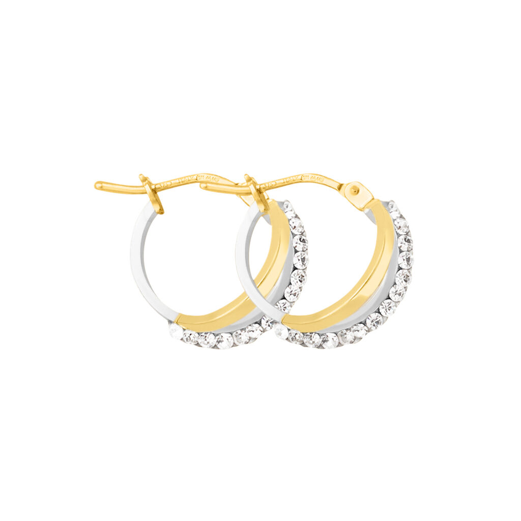Orecchini A Cerchio Toujours Oro Tricolore Cristallo - Orecchini a Cerchio Donna | Stroili