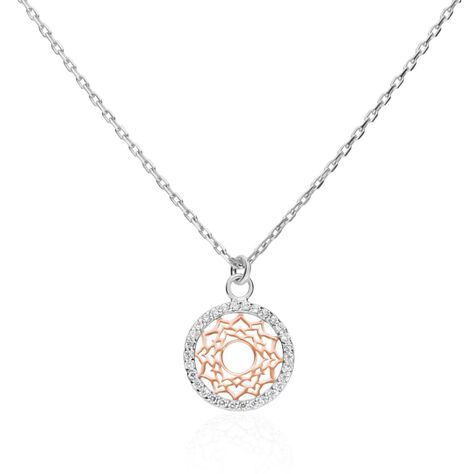Flyow Collana Chakra Fiore Di Loto, Argento Sterling 925 E Zirconi Colorati, Ipoallergenica, Ciondolo 4,22g, Regalo In Confezione Speciale