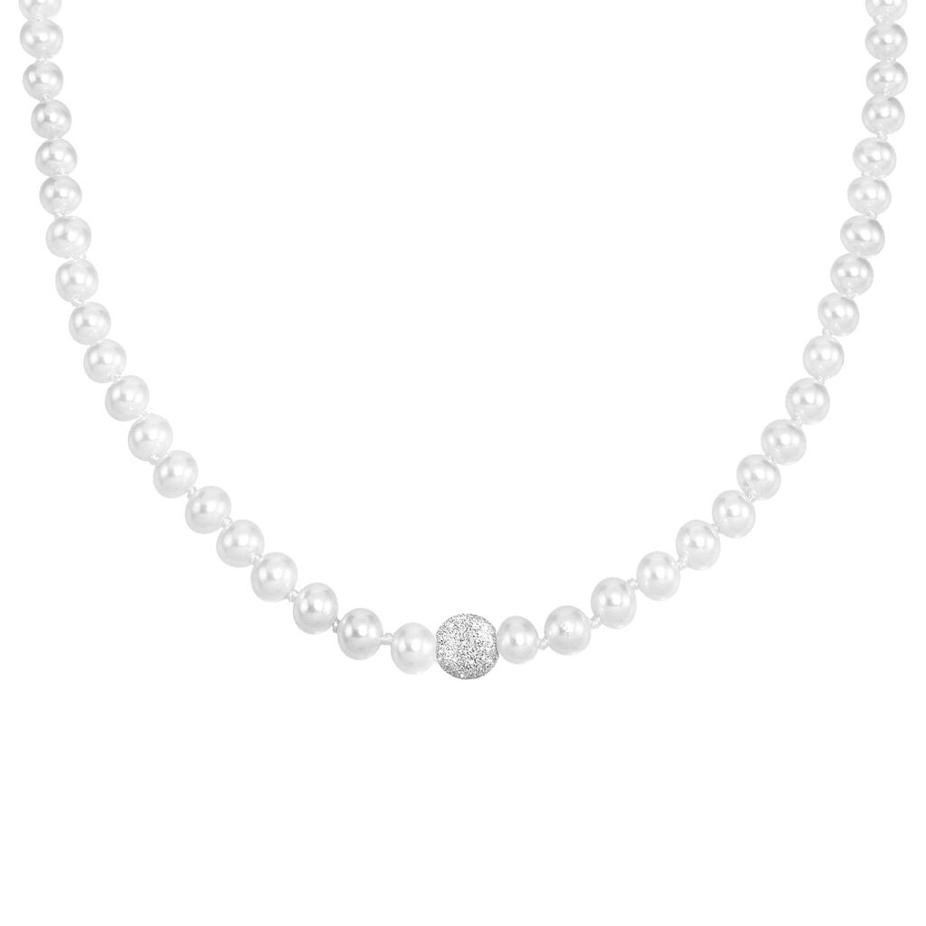 Collana Silver Pearls Argento Rodiato Perla sintentica
