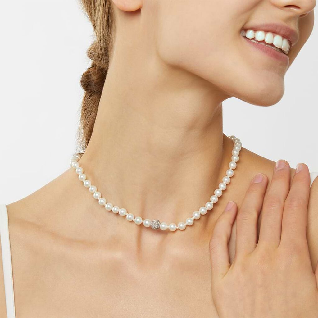 Collana Silver Pearls Argento Rodiato Perla sintentica