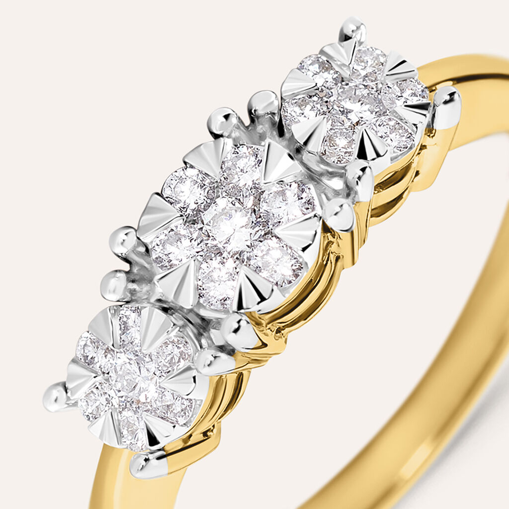 Anello Trilogy Petali Oro Giallo Diamante