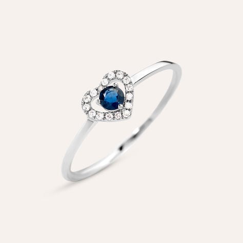 Anello Solitario Charlotte Oro Bianco Zaffiro Diamante - Anelli con Pietre Donna | Stroili