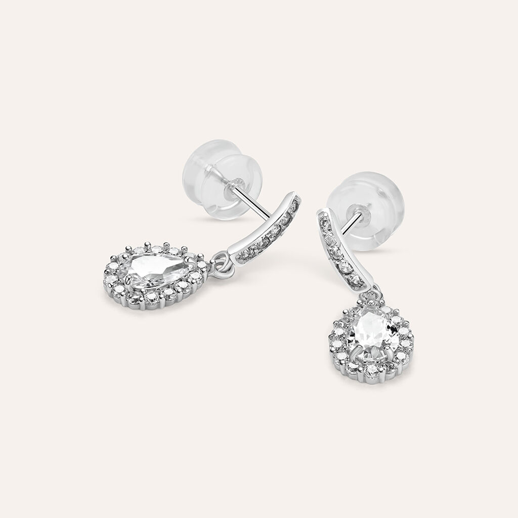 Orecchini Lobo Claire Oro Bianco Cubic Zirconia - Orecchini a Lobo Donna | Stroili