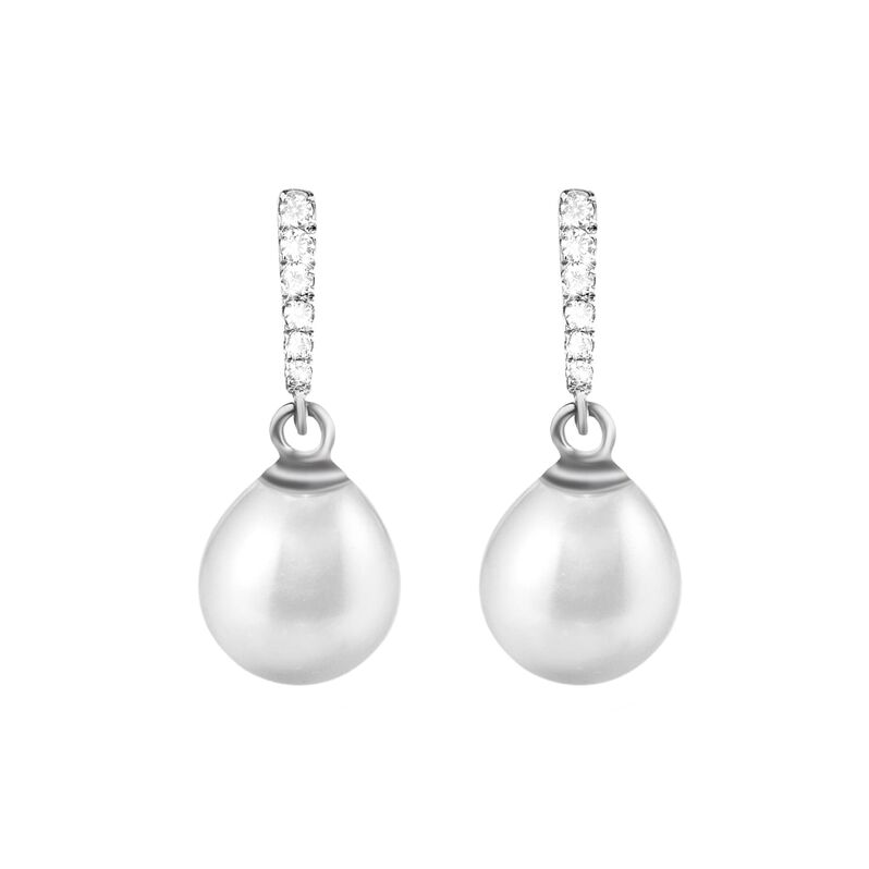 Orecchini Pendenti Silver Pearls Argento Rodiato Perla sintentica Cubic Zirconia - Orecchini Pendenti Donna | Stroili