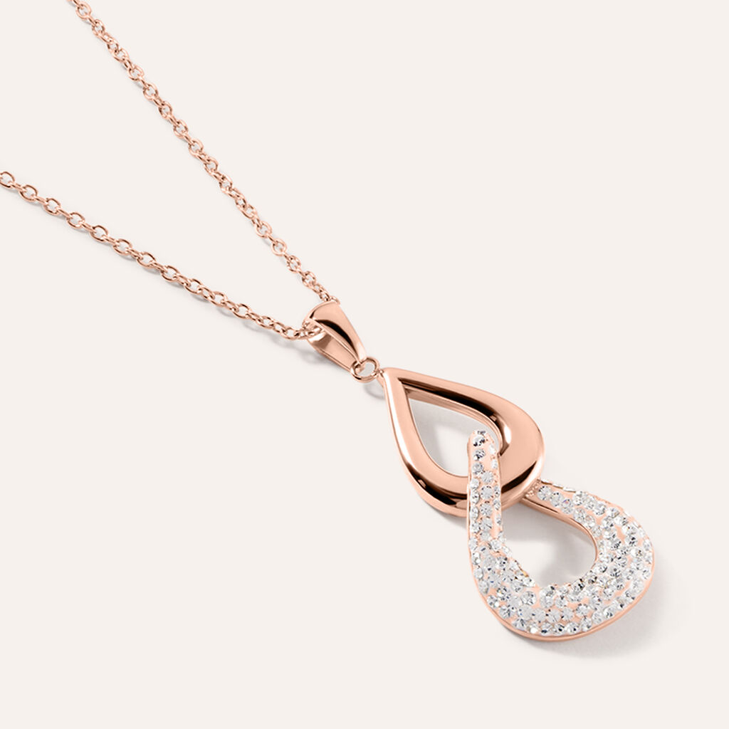 Collana Aura Acciaio Rosa Cristallo