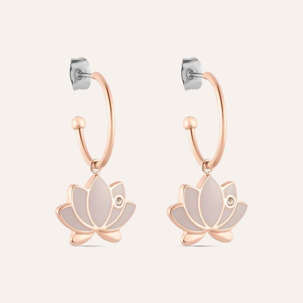 Orecchini A Cerchio Lady Sweet Acciaio Rosa Cristallo