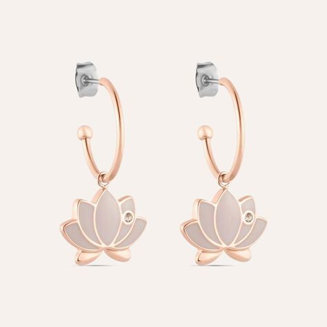 Orecchini A Cerchio Lady Sweet Acciaio Rosa Cristallo - Orecchini a Cerchio Donna | Stroili