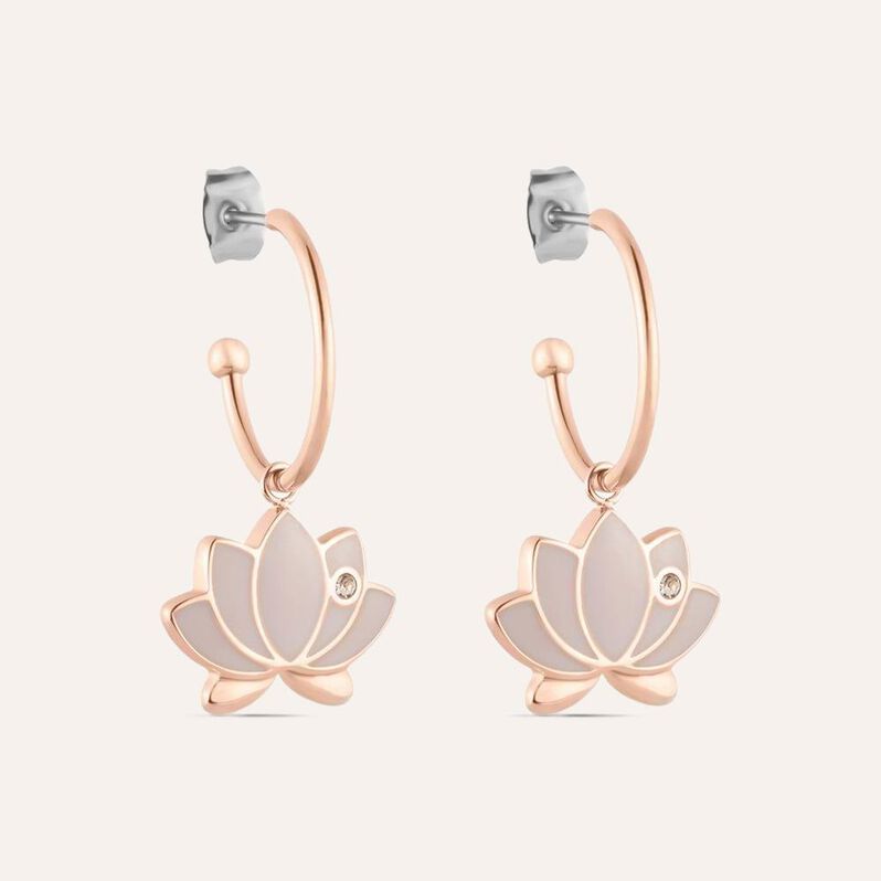 Orecchini A Cerchio Lady Sweet Acciaio Rosa Cristallo - Orecchini a Cerchio Donna | Stroili