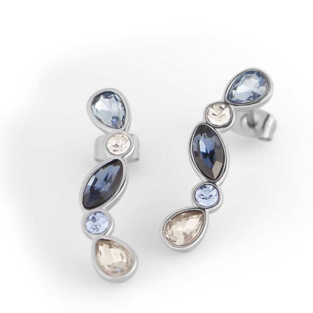 Orecchini pendenti in metallo rodiato e pietre colore blu - Orecchini Pendenti Donna | Stroili