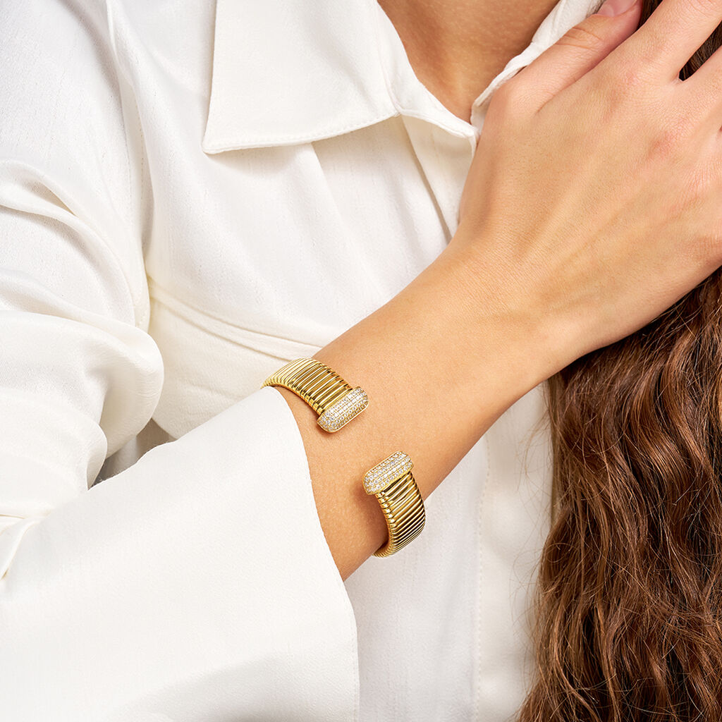 Bangle Lady Code Acciaio Dorato Cristallo - Bracciali Rigidi Donna | Stroili