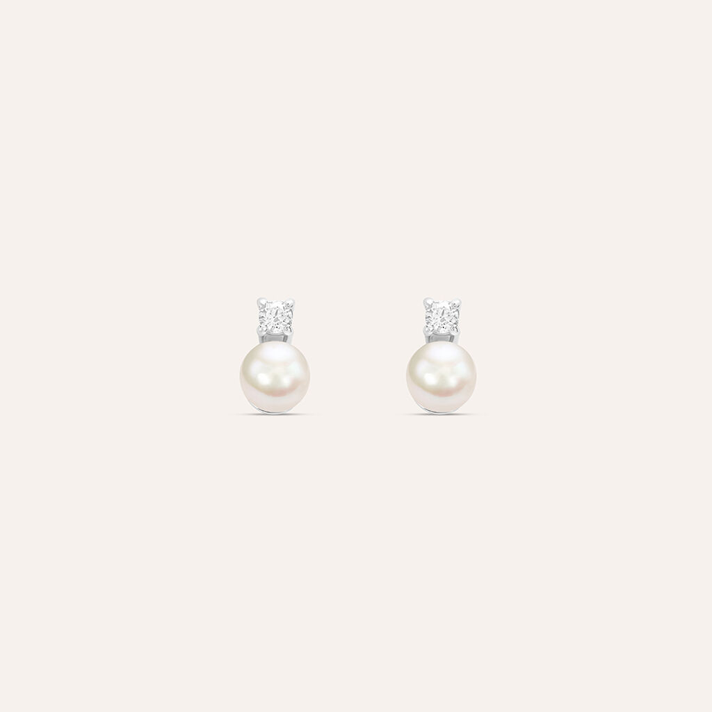 Orecchini Lobo Silver Pearls Argento Rodiato Perla sintentica Cubic Zirconia - Orecchini a Lobo Donna | Stroili