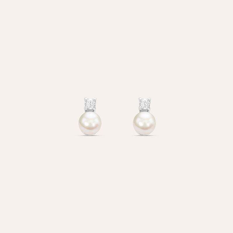 Orecchini Lobo Silver Pearls Argento Rodiato Perla sintentica Cubic Zirconia - Orecchini a Lobo Donna | Stroili