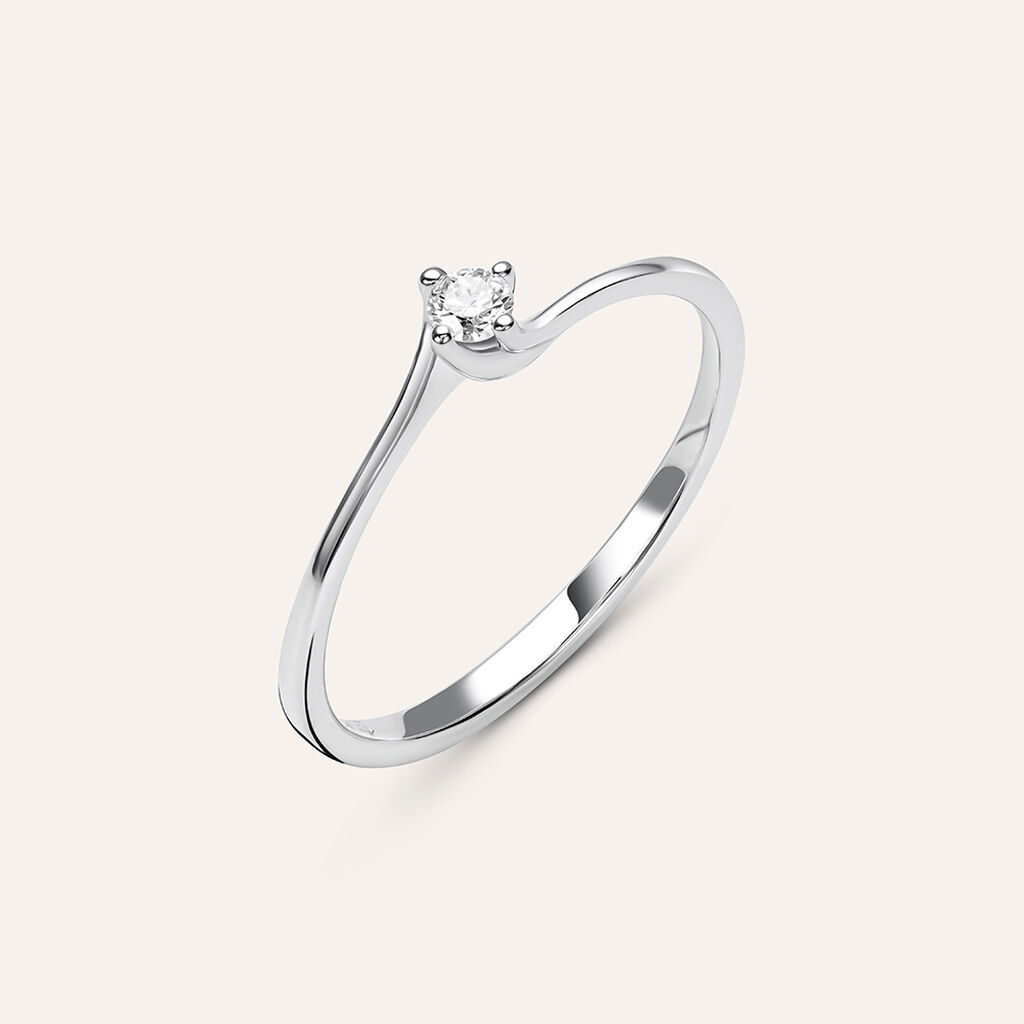 Anello Solitario Firmamenti Oro Bianco Diamante - Anelli con Pietre Donna | Stroili