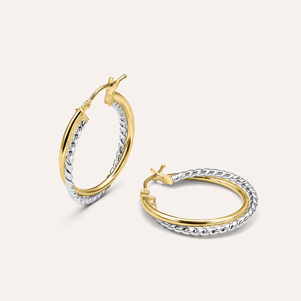 Orecchini A Cerchio Gold Essence Oro Bicolore
