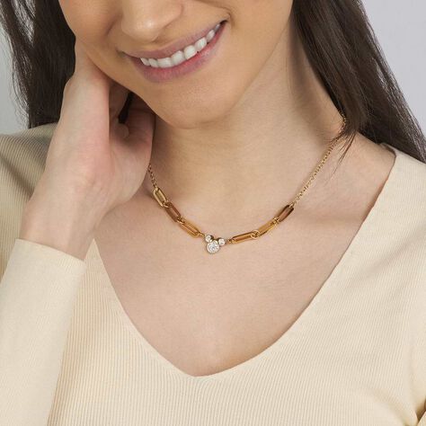 Collana Mickey Mouse & Friends Acciaio Dorato Cristallo - Collane Donna | Stroili