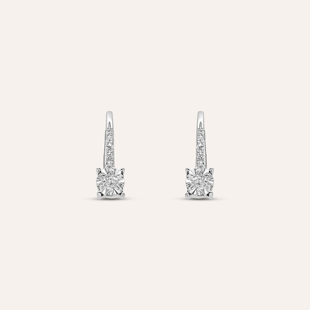 Orecchini Lobo Punto Luce Petali Oro Bianco Diamante - Orecchini a Lobo Donna | Stroili