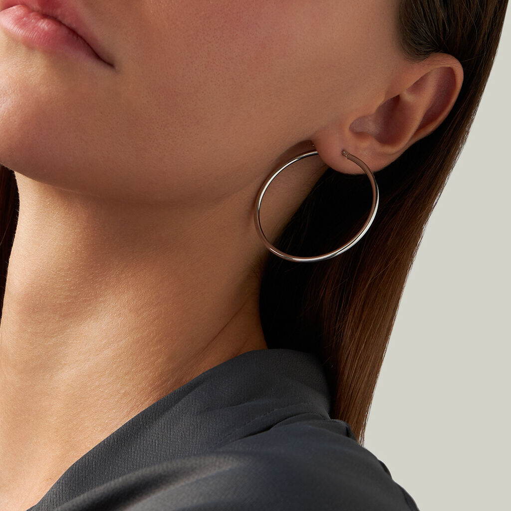 Orecchini A Cerchio Toujours Oro Bianco - Orecchini a Cerchio Donna | Stroili