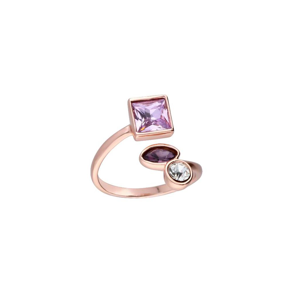 Anello Contrarie Violet Ottone Rosa Cristallo - Anelli con Pietre Donna | Stroili