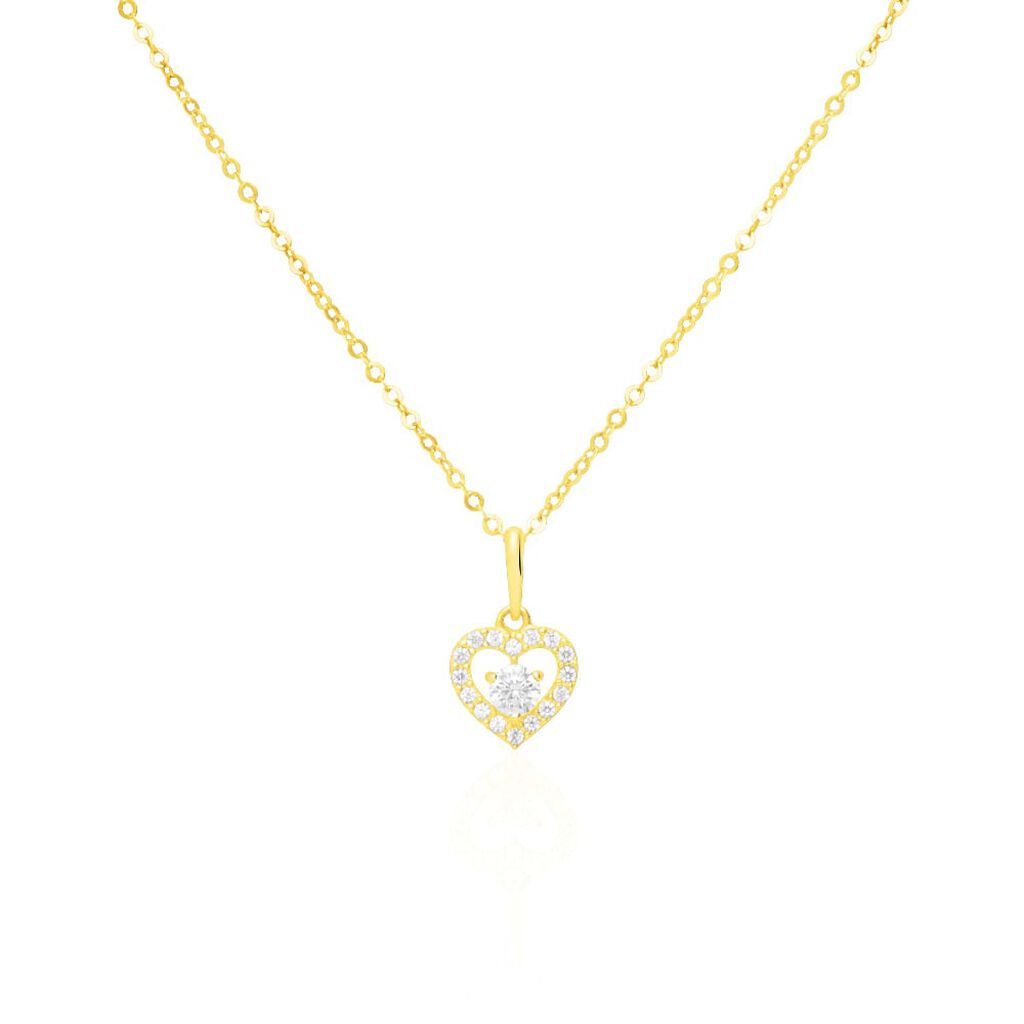 Collana in oro giallo con ciondolo in zirconi a forma di cuore - Collane Donna | Stroili