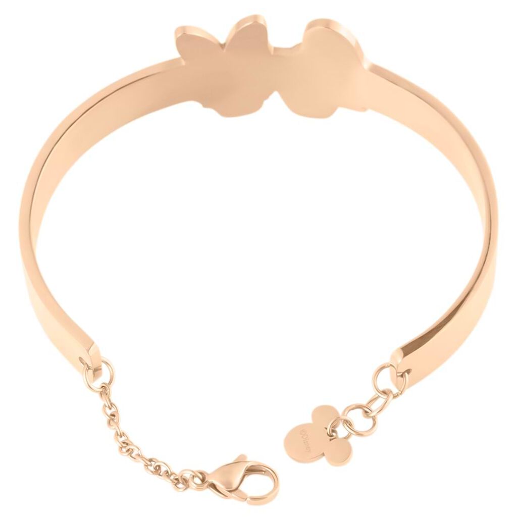 Bracciale rigido in acciaio rosato con Paperino e Paperina e strass - Bracciali Donna | Stroili