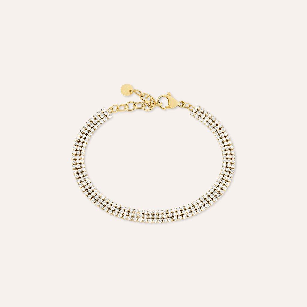 Bracciale Tennis Aura Acciaio Dorato Cubic Zirconia
