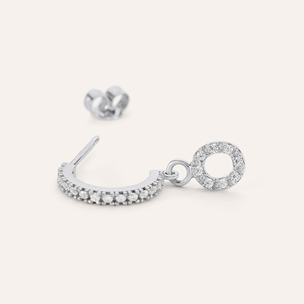Mono Orecchino A Cerchio Silver Moments Argento Rodiato Cubic Zirconia