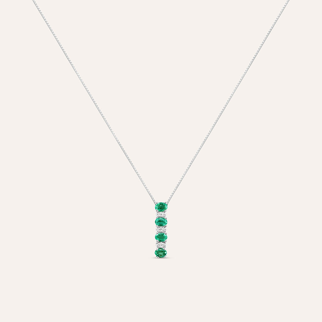 Collana Elizabeth Crown Oro Bianco Smeraldo Diamante