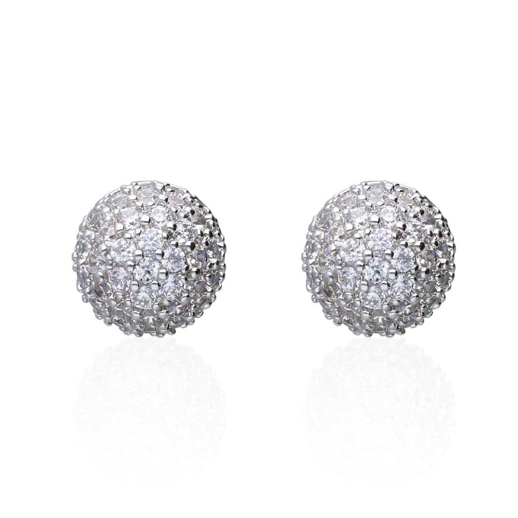 Orecchini a lobo in argento con pav&radic;&copy; di zirconi