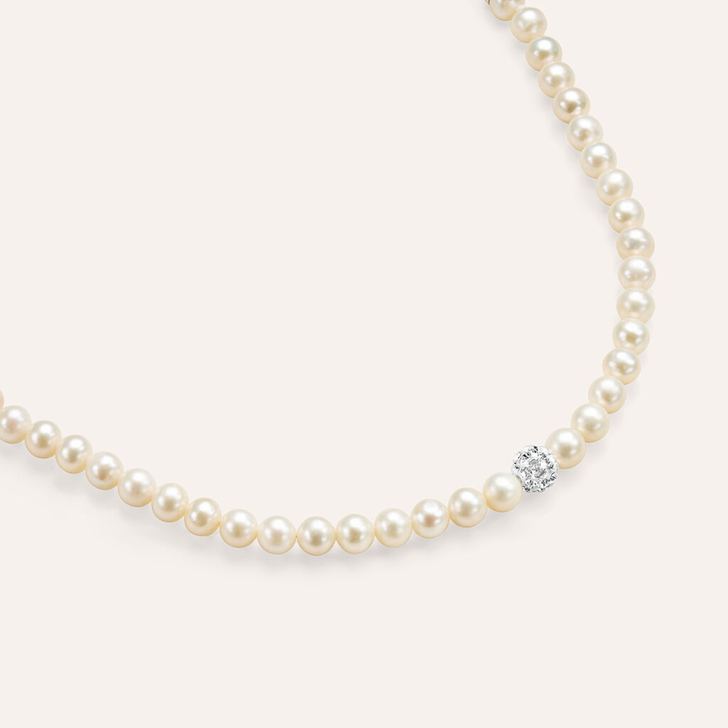 Bracciale Gabrielle Oro Bianco Perla D'Acqua Dolce Cristallo - Bracciali Donna | Stroili